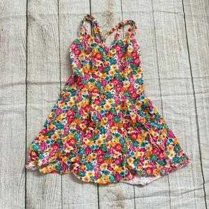 Vintage In Charge size small red pink floral strappy mini dress